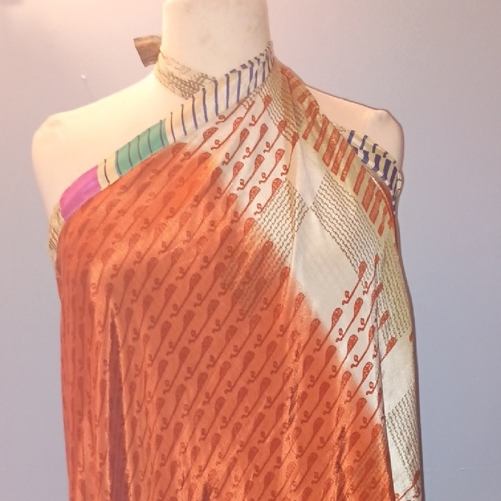 Darn Good Yarn Beige and Brown Midi Skirt